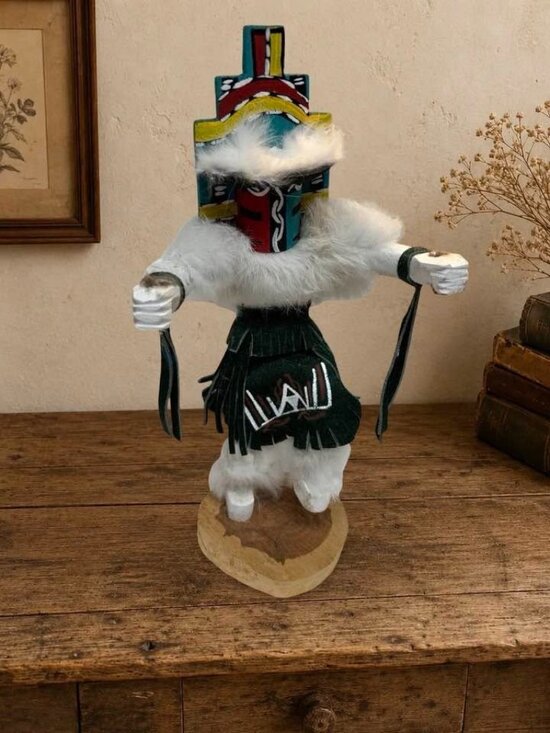 Jemez Other - Handmade Native American Kachina Doll Signed Jemez Fur & Painted Wooden Details